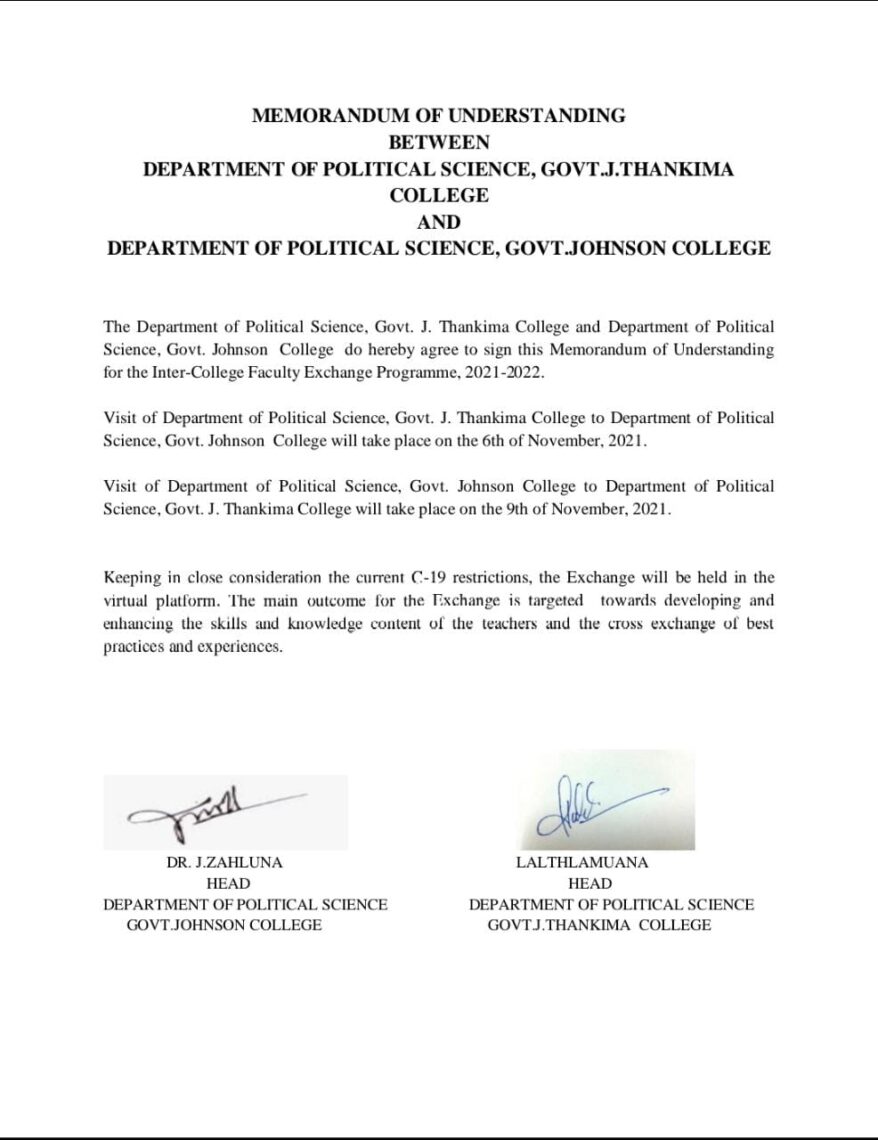 FACULTY EXCHANGE PROGRAMME REPORT  Department of Political Science, Govt. J Thankima College  &  Department of Political Science, Govt. Johnson College